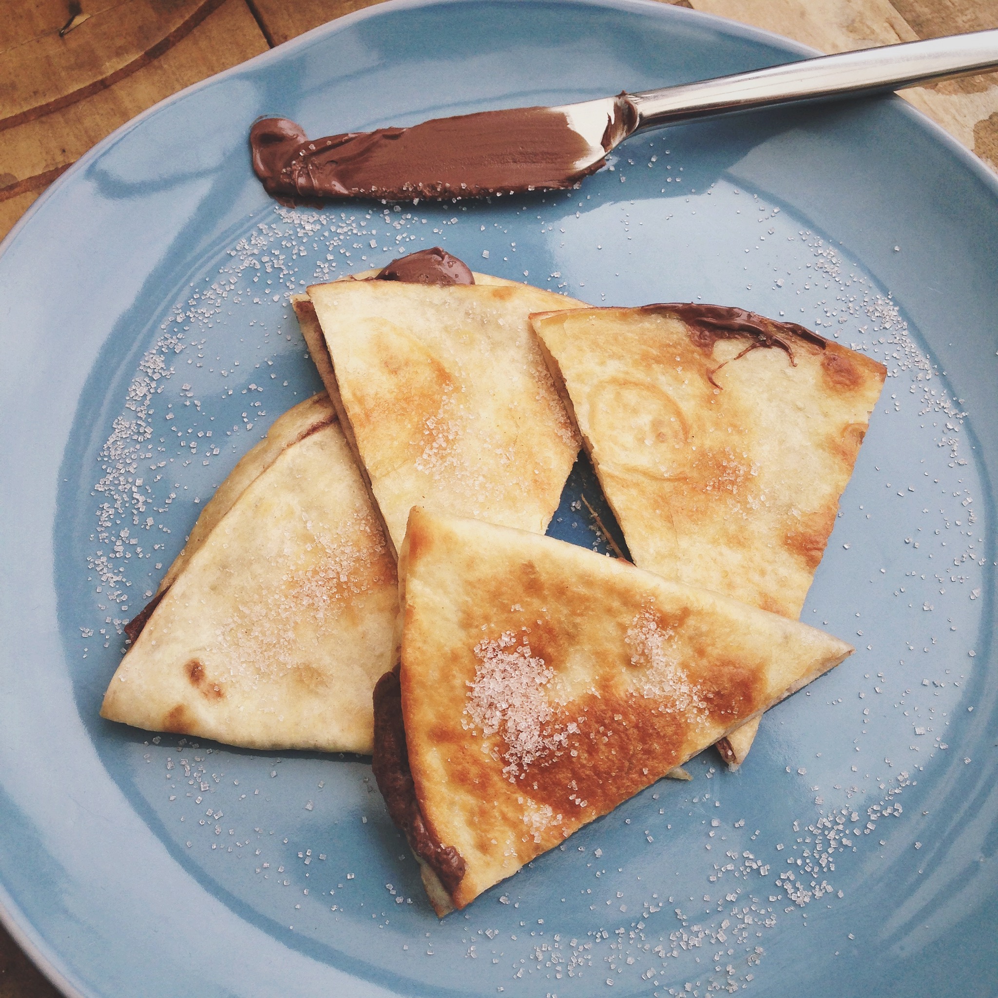 Nutella quesadilla met kaneelsuiker