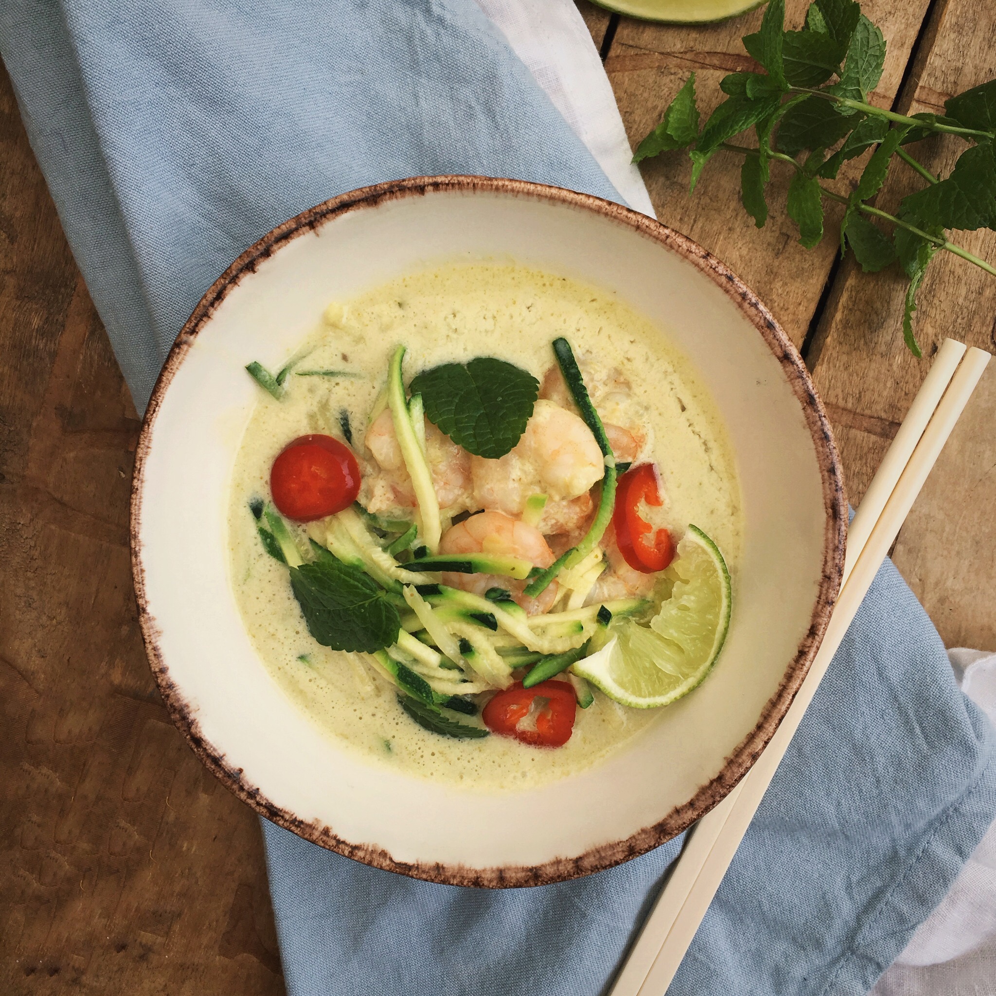 Laksa met courgetti