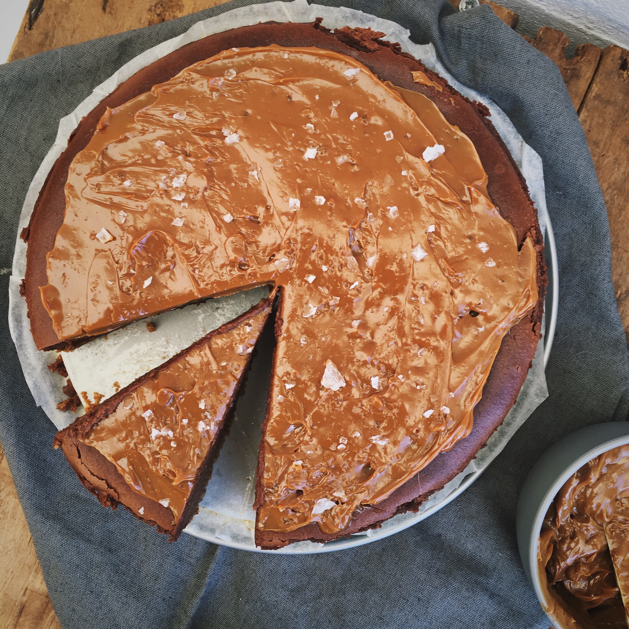 Chocolade cheesecake met gezouten karamel